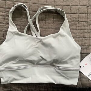 Lululemon Athletica Energy Longline Gray Sports Bra with Crossed Straps - Size 4